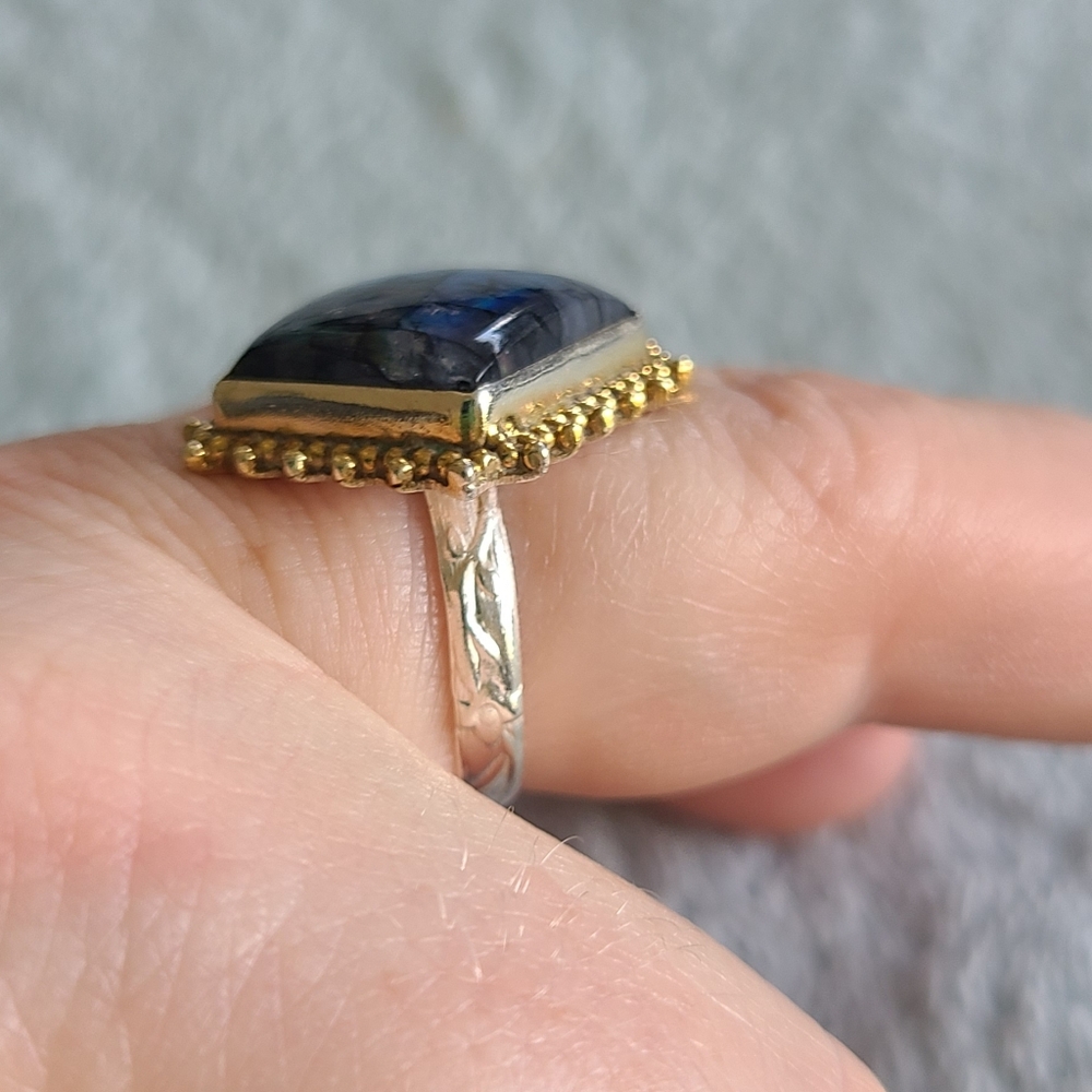 Moonstone Square Sterling Ring - Picture 4 of 7